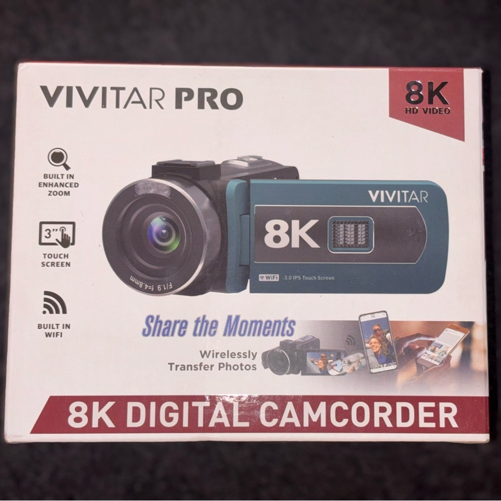 Vivitar Pro 8K HD Camcorder - Black and Teal